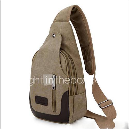 Heren Tassen Kangas Sling Shoulder Bag Rits Lichtgroen Bruin Khaki huismerk kopen in de aanbieding