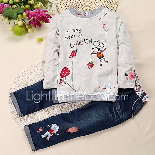 Kinderen Peuter Meisjes Street Chic Dagelijks School Print Lange Mouw Normaal Katoen Polyester Kledingset Lichtgrijs huismerk kopen in de aanbieding Kinderen Peuter Meisjes Street Chic Dagelijks School Print Lange Mouw Normaal Katoen Polyester Kledingset Lichtgrijs huismerk kopen in de aanbieding