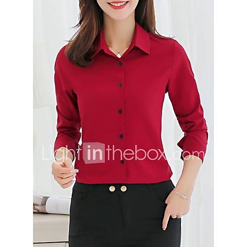 Dames Blouse Effen Overhemdkraag Marineblauw huismerk kopen in de aanbieding