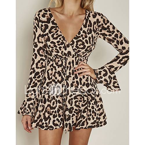 Dames Club Standaard Flare Mouwen Schede Jurk Luipaard Veters Diepe V Hals Boven De Knie huismerk kopen in de aanbieding Dames Club Standaard Flare Mouwen Schede Jurk Luipaard Veters Diepe V Hals Boven De Knie huismerk kopen in de aanbieding