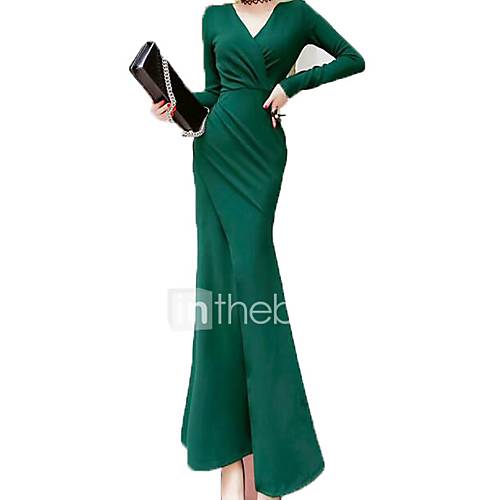 Dames Uitgaan Elegant Slank Bodycon Jurk Effen V Hals Maxi huismerk kopen in de aanbieding Dames Uitgaan Elegant Slank Bodycon Jurk Effen V Hals Maxi huismerk kopen in de aanbieding
