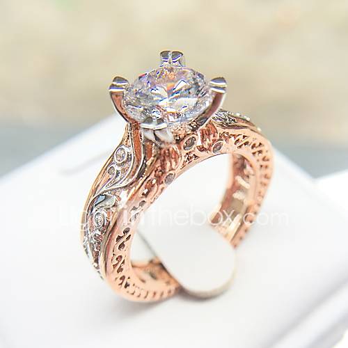 Dames Zirkonia Cut Out Patiencespel Rond Statement Ring Koper Platina Verguld Roos Totem Series Bloemblad Uniek Ontwerp Aristocrat Lolita Boho Modieuze Ringen Sieraden Wit Voor huismerk kopen in de aanbieding