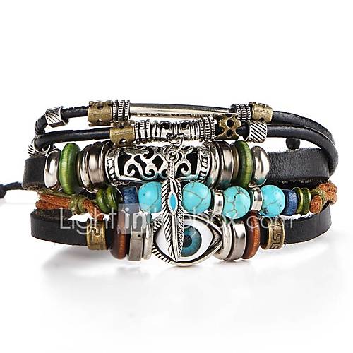 Heren Gevlochten Lederen Armbanden Ogen Artistiek Uniek Ontwerp Sieraden Bruin Voor Avond Feest Straat huismerk kopen in de aanbieding Heren Gevlochten Lederen Armbanden Ogen Artistiek Uniek Ontwerp Sieraden Bruin Voor Avond Feest Straat huismerk kopen in de aanbieding