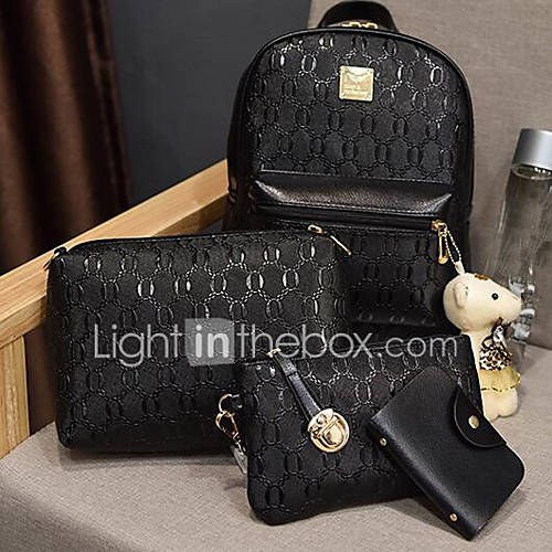 Dames Tassen Pu Zak Set 4 Stuks Purse Effen Kleur Zwart Beige huismerk kopen in de aanbieding