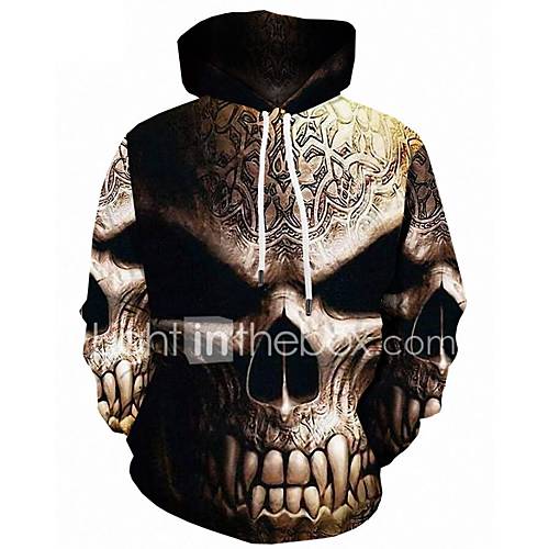 Heren Actief Street Chic Grote Maten Ruimvallend Broek 3D Doodskoppen Print Bruin Capuchon Sport Lange Mouw Herfst Winter huismerk kopen in de aanbieding Heren Actief Street Chic Grote Maten Ruimvallend Broek 3D Doodskoppen Print Bruin Capuchon Sport Lange Mouw Herfst Winter huismerk kopen in de aanbieding
