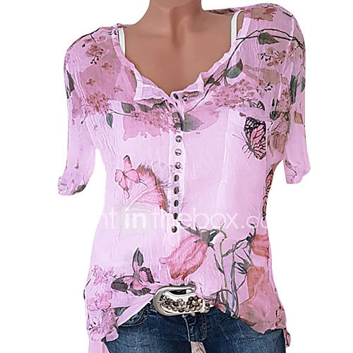Dames Standaard Grote Maten Blouse Geometrisch V Hals Wit Xxxl Lente Zomer huismerk kopen in de aanbieding
