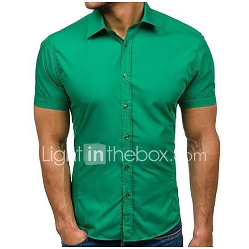 Heren Standaard Overhemd Effen Blauw Xl Korte Mouw huismerk kopen in de aanbieding