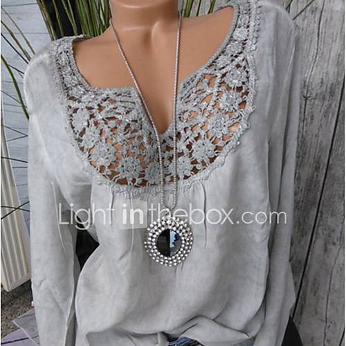 Dames Street Chic Grote Maten Overhemd Effen Grijs Xxxl huismerk kopen in de aanbieding