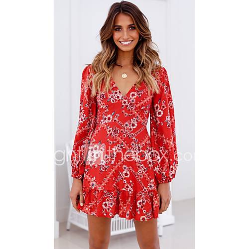 Bovenvallend Losse Chiffon Jurk Met V Hals Rood S M L Xl huismerk kopen in de aanbieding Bovenvallend Losse Chiffon Jurk Met V Hals Rood S M L Xl huismerk kopen in de aanbieding