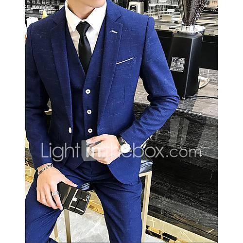 Effen Gestreept Getailleerd Polyester Pak Smalle Inkeping Single Breasted Een Knoops Suits huismerk kopen in de aanbieding Effen Gestreept Getailleerd Polyester Pak Smalle Inkeping Single Breasted Een Knoops Suits huismerk kopen in de aanbieding