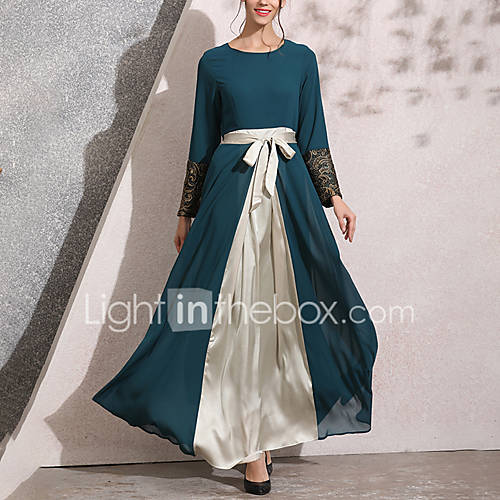 Dames Uitgaan Street Chic Elegant Abaya Kaftan Jurk Effen Maxi huismerk kopen in de aanbieding