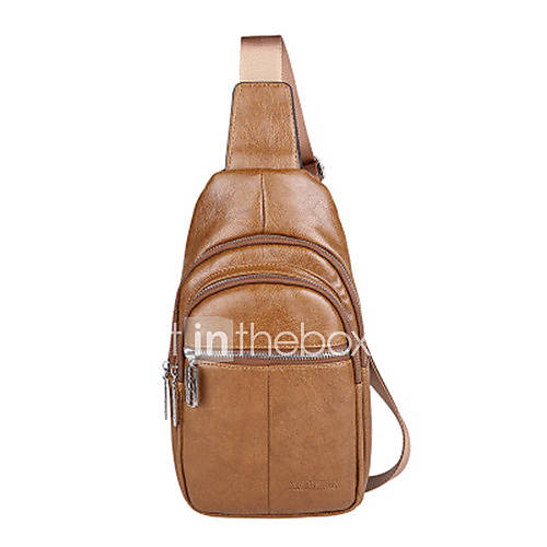 Heren Tassen Pu Sling Shoulder Bag Rits Zwart Donker Bruin Khaki huismerk kopen in de aanbieding