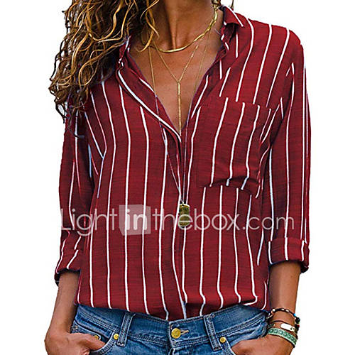 Dames Standaard Overhemd Geometrisch Overhemdkraag Rood Xxxl huismerk kopen in de aanbieding