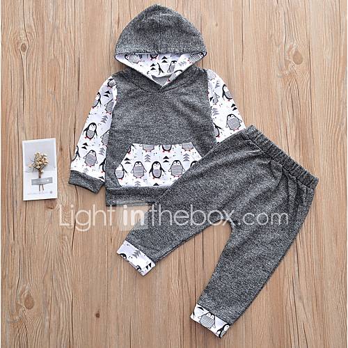 Baby Meisjes Standaard Dagelijks Print Lange Mouw Normaal Polyester Kledingset Grijs Peuter huismerk kopen in de aanbieding Baby Meisjes Standaard Dagelijks Print Lange Mouw Normaal Polyester Kledingset Grijs Peuter huismerk kopen in de aanbieding