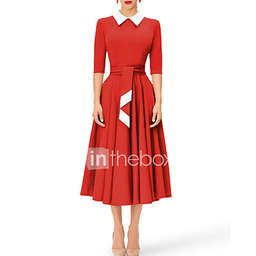 Dames Vintage Slank Schede Jurk Effen Overhemdkraag Midi Hoge Taille huismerk kopen in de aanbieding Dames Vintage Slank Schede Jurk Effen Overhemdkraag Midi Hoge Taille huismerk kopen in de aanbieding