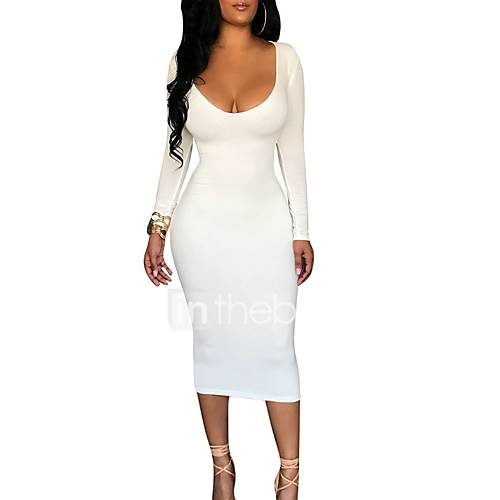 Dames Club Slank Bodycon Jurk Diepe V Hals Tot De Knie Sexy huismerk kopen in de aanbieding