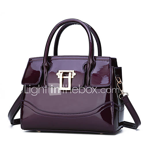 Dames Tassen Lakleer Schoudertas Rits Effen Kleur Zwart Rood Paars huismerk kopen in de aanbieding