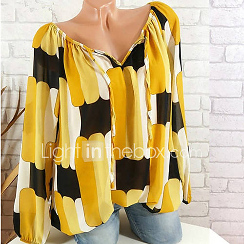 Dames Grote Maten Blouse Katoen Kleurenblok Schouderafhangend Blozend Roze Xxxl huismerk kopen in de aanbieding