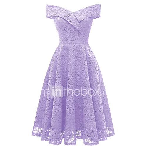 Dames Verfijnd Elegant A Lijn Bodycon Jurk Effen Kant Tot De Knie huismerk kopen in de aanbieding