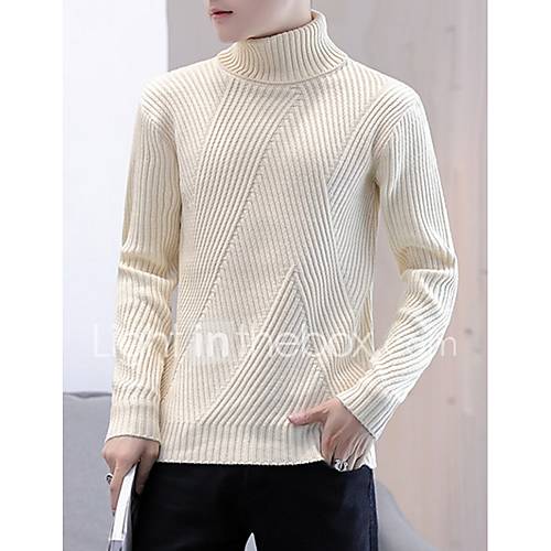 Heren Dagelijks Effen Lange Mouw Normaal Pullover Beige Grijs Xl Xxl Xxxl huismerk kopen in de aanbieding