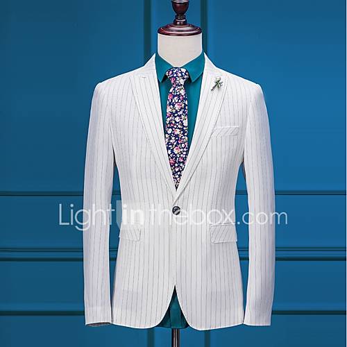 Gestreept Getailleerd Polyester Pak Punt Single Breasted Een Knoops Suits huismerk kopen in de aanbieding