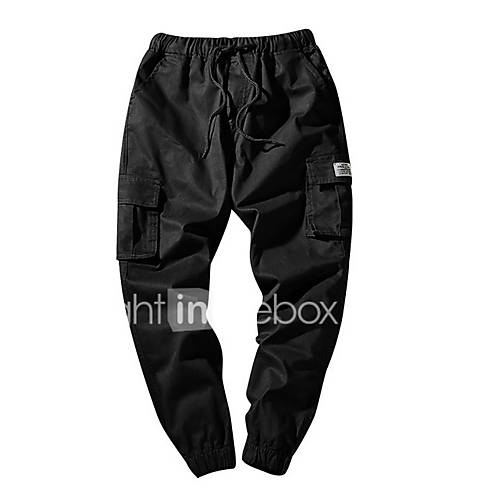 Heren Street Chic Grote Maten Chinos Zwaar Katoen Ladingbroek Broek Effen Blauw huismerk kopen in de aanbieding