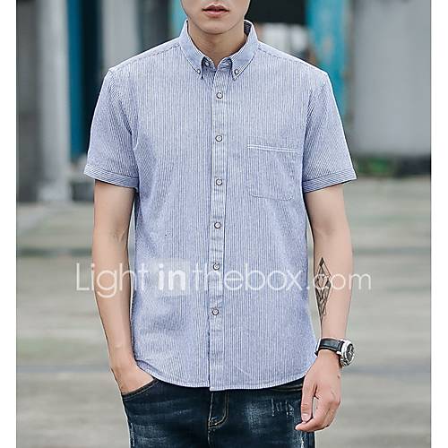 Heren Grote Maten Overhemd Katoen Gestreept Rood Xxl Korte Mouw huismerk kopen in de aanbieding