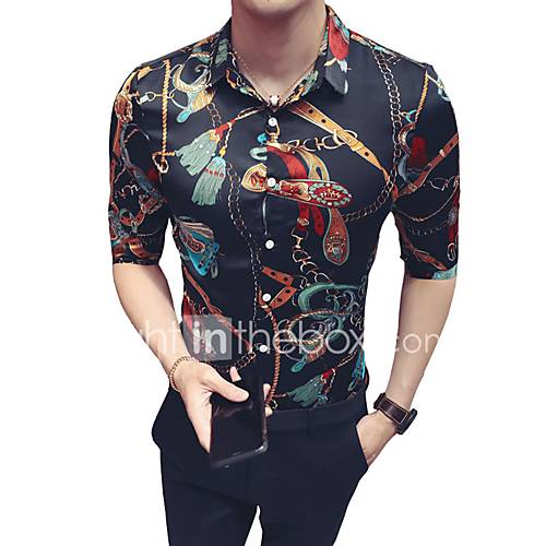 Heren Overhemd Kleurenblok Klassieke Boord Slank Zwart Xxxl Zomer huismerk kopen in de aanbieding