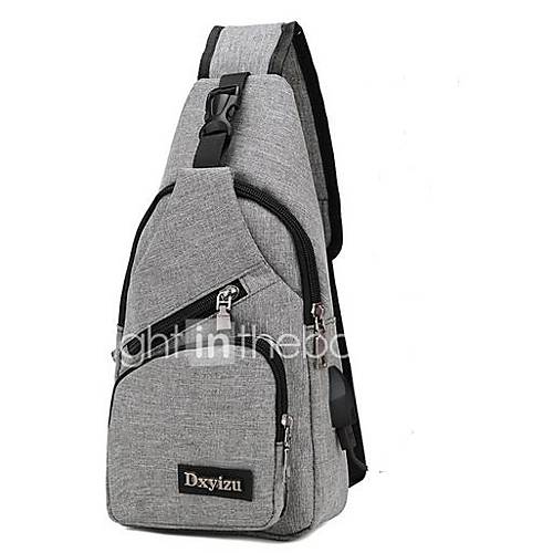 Heren Tassen Nylon Sling Shoulder Bag Rits Zwart Grijs Paars huismerk kopen in de aanbieding