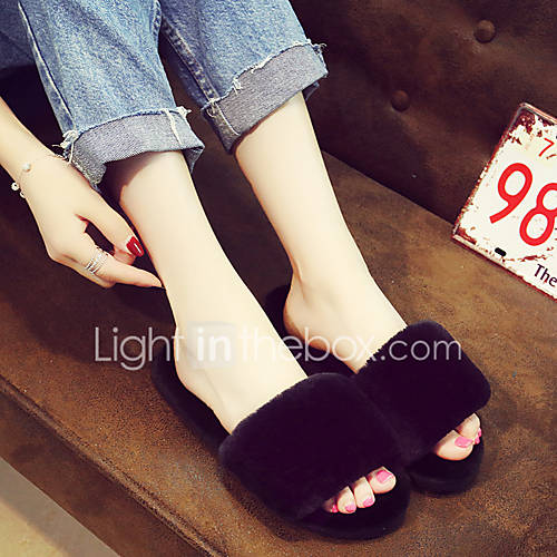 Damesslippers House Slippers Effen Fluweel Kleur Schoenen huismerk kopen in de aanbieding