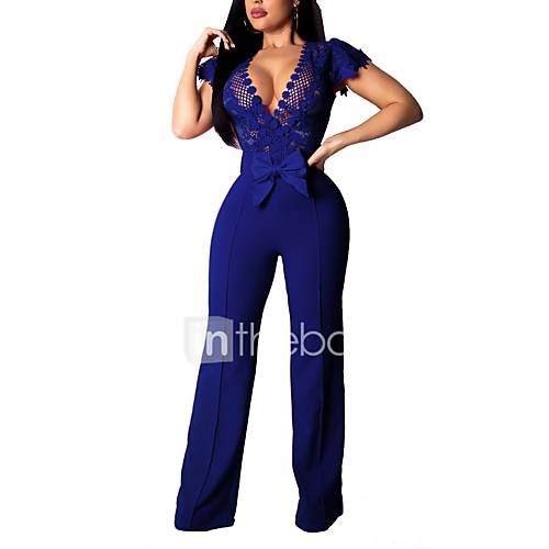 Dames Club Standaard V Hals Blauw Zwart Wijn Jumpsuit Geometrisch Kant M L Xl Mouwloos huismerk kopen in de aanbieding Dames Club Standaard V Hals Blauw Zwart Wijn Jumpsuit Geometrisch Kant M L Xl Mouwloos huismerk kopen in de aanbieding