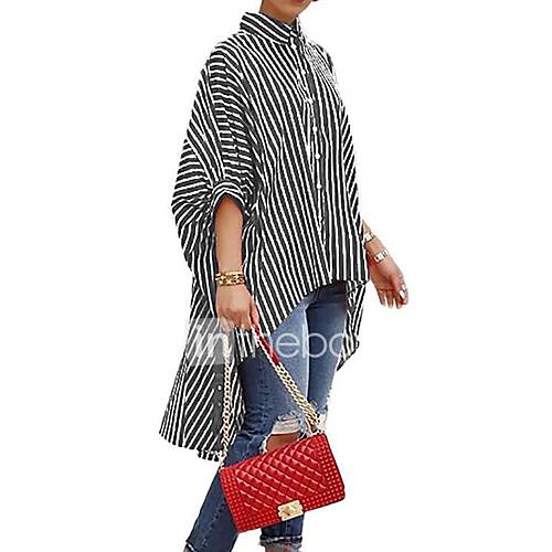 Dames Blouse Gestreept Overhemdkraag Blauw huismerk kopen in de aanbieding Dames Blouse Gestreept Overhemdkraag Blauw huismerk kopen in de aanbieding