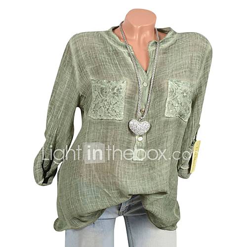 Dames Kant Overhemd Katoen Effen V Hals Ruimvallend Blozend Roze Xxxl huismerk kopen in de aanbieding