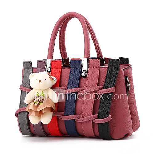 Dames Tassen Imitatieleer Schoudertas Beer Kleurenblok Lichtgrijs Donker Rood Marine Blauw huismerk kopen in de aanbieding