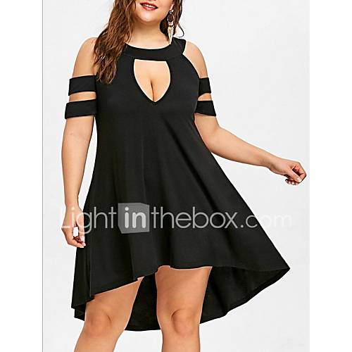 Dames Grote Maten Elegant A Lijn Schede Jurk Effen Asymmetrisch Sexy huismerk kopen in de aanbieding