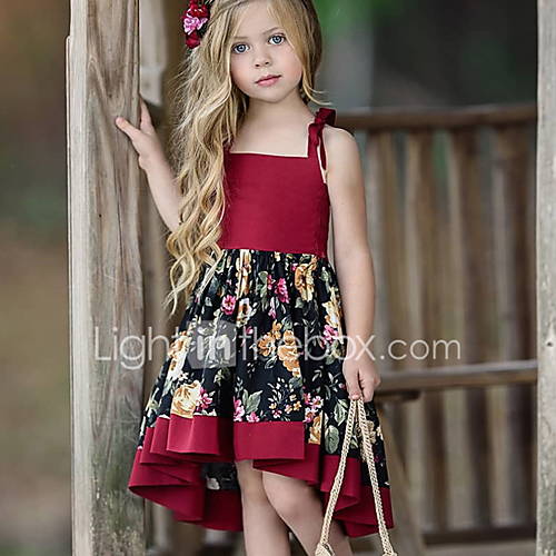 Kinderen Meisjes Zoet Dagelijks Bloemen Print Mouwloos Asymmetrisch Jurk Rood huismerk kopen in de aanbieding Kinderen Meisjes Zoet Dagelijks Bloemen Print Mouwloos Asymmetrisch Jurk Rood huismerk kopen in de aanbieding