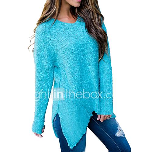 Dames Dagelijks Uitgaan Standaard Street Chic Effen Lange Mouw Normaal Pullover V Hals Herfst Winter Blauw Oranje M L Xl Sexy huismerk kopen in de aanbieding