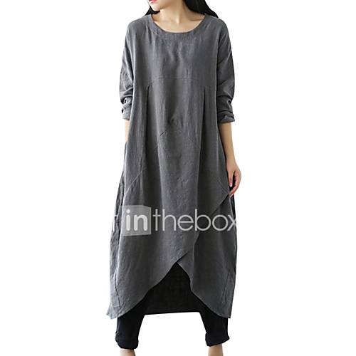 Dames Grote Maten Standaard Ruimvallend Tuniek Jurk Effen Asymmetrisch huismerk kopen in de aanbieding Dames Grote Maten Standaard Ruimvallend Tuniek Jurk Effen Asymmetrisch huismerk kopen in de aanbieding