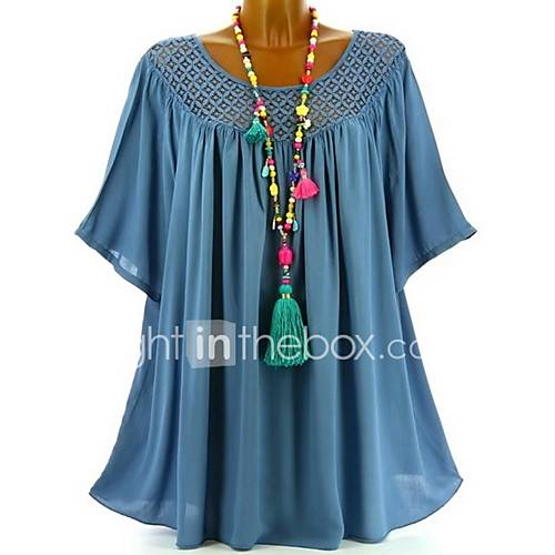 Dames Standaard Ruche Grote Maten Blouse Effen Zwart Xxxl Lente Zomer Herfst huismerk kopen in de aanbieding