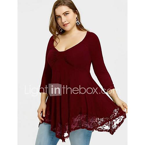 Dames Street Chic Grote Maten T Shirt Effen Je Hals Paars Xxxl huismerk kopen in de aanbieding