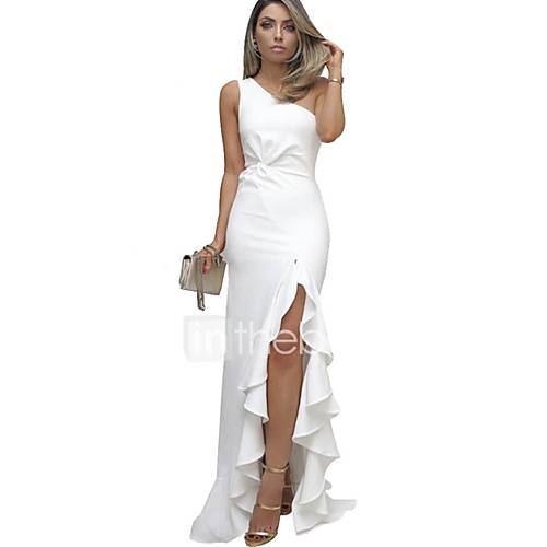 Dames Feest Slank Schede Jurk Effen Kleur Ruche Een Schouder Asymmetrisch huismerk kopen in de aanbieding Dames Feest Slank Schede Jurk Effen Kleur Ruche Een Schouder Asymmetrisch huismerk kopen in de aanbieding