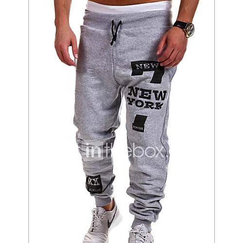 Heren Slank Joggingbroeken Broek Letter Hoge Taille Zwart huismerk kopen in de aanbieding