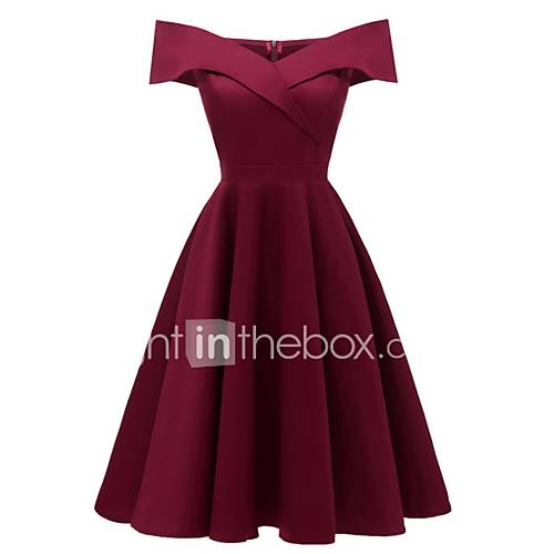 Dames Standaard Katoen Wijd Uitlopend Jurk Patchwork Schouderafhangend Asymmetrisch huismerk kopen in de aanbieding