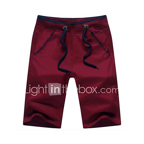 Heren Katoen Slank Recht Ruimvallend Shorts Broek Effen Rood Lente Weekend huismerk kopen in de aanbieding