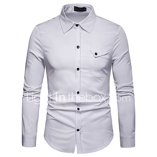 Heren Overhemd Effen Slank Wijn L Lange Mouw huismerk kopen in de aanbieding