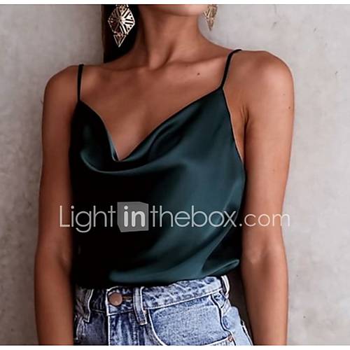 Dames Singlet Uitgaan Strand Effen Bandje Marineblauw huismerk kopen in de aanbieding