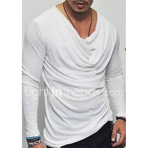 Heren T Shirt Effen Ronde Hals Slank Wit Xl Lange Mouw huismerk kopen in de aanbieding