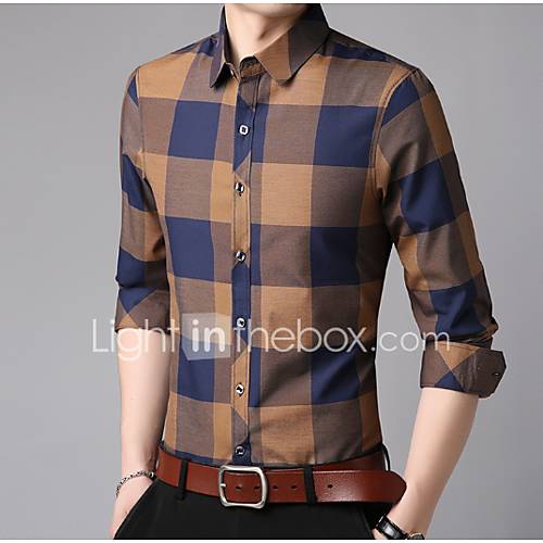 Heren Zakelijk Overhemd Katoen Werk Kleurenblok Ruitjes Slank Blauw Xl Lange Mouw huismerk kopen in de aanbieding Heren Zakelijk Overhemd Katoen Werk Kleurenblok Ruitjes Slank Blauw Xl Lange Mouw huismerk kopen in de aanbieding