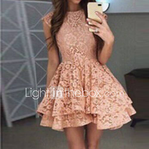 Dames Feest Slank Schede Jurk Effen Kant Mini Sexy huismerk kopen in de aanbieding