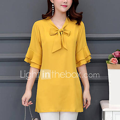 Dames Standaard Ruche Grote Maten Blouse Effen Zwart Xxxxl Zomer huismerk kopen in de aanbieding Dames Standaard Ruche Grote Maten Blouse Effen Zwart Xxxxl Zomer huismerk kopen in de aanbieding